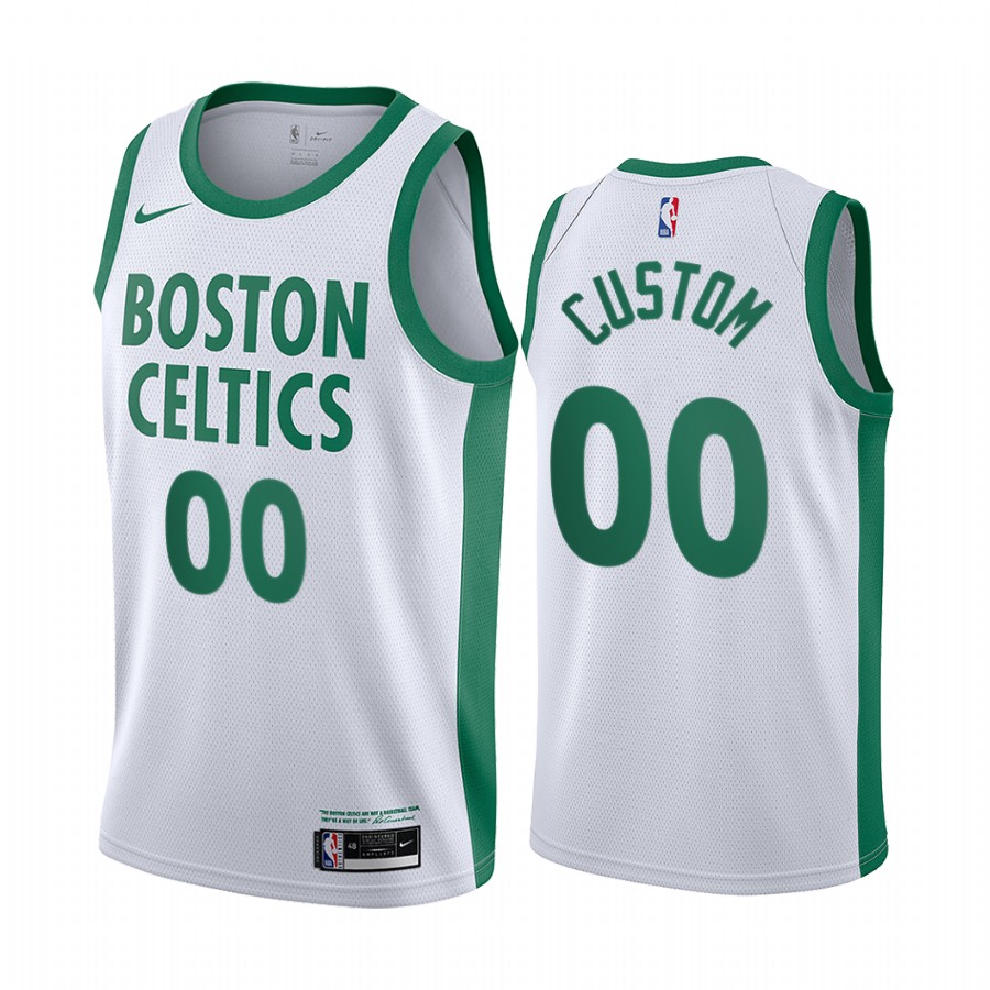 Men's Boston Celtics Custom #00 White 2020-21 New Uniform City Edition Jersey 2401PRTL